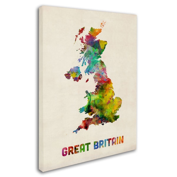 Michael Tompsett 'UK Watercolor Map' Canvas Art,14x19